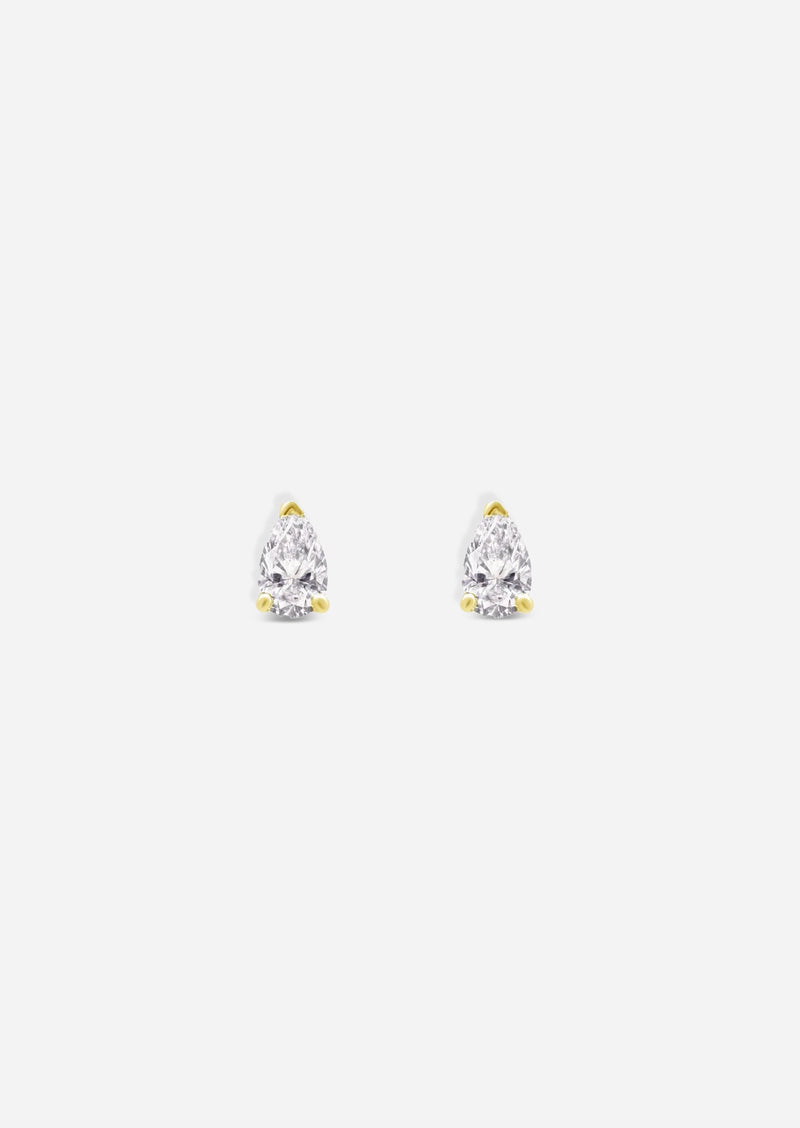 Mini Pear Diamond Threaded Flat Back Earring | Single