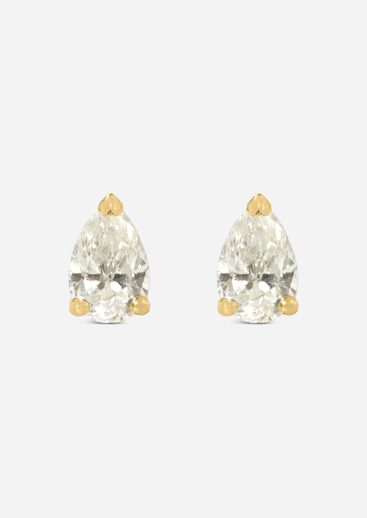 Mini Pear Diamond Threaded Flat Back Earring | Single