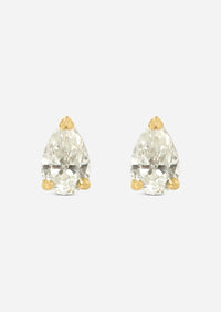 Mini Pear Diamond Threaded Flat Back Earring | Single