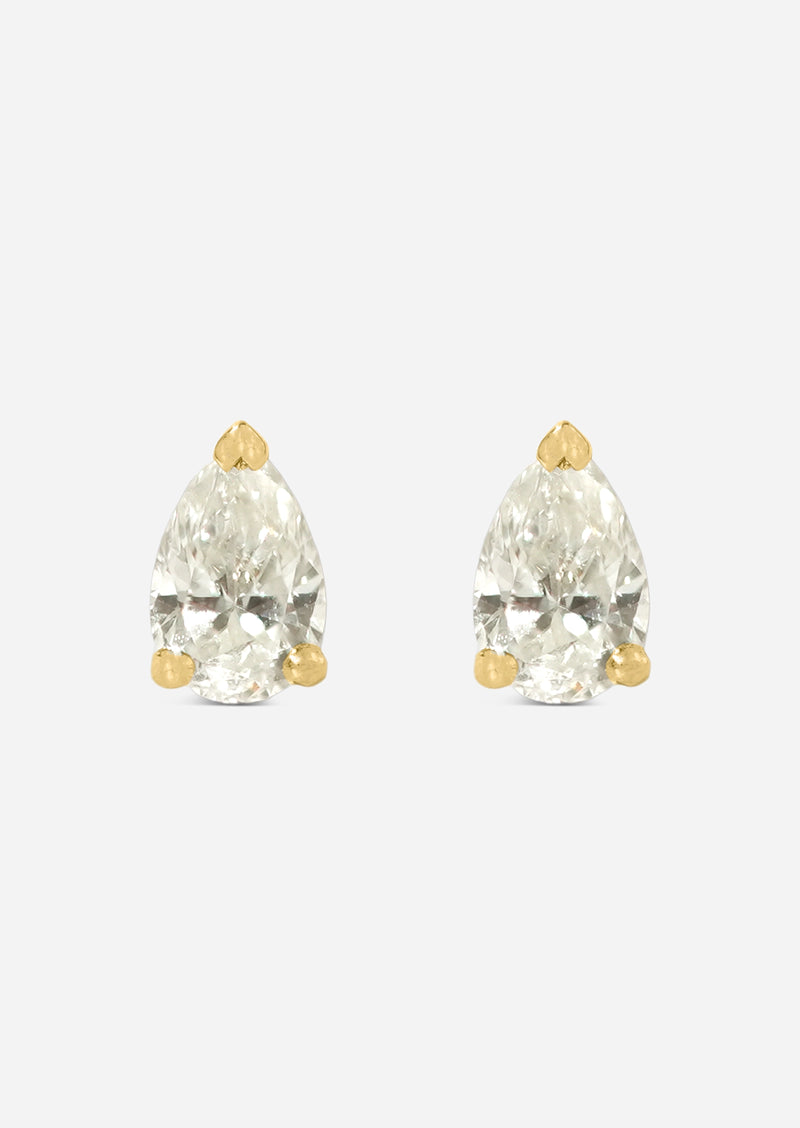 Mini Pear Diamond Threaded Flat Back Earring | Single