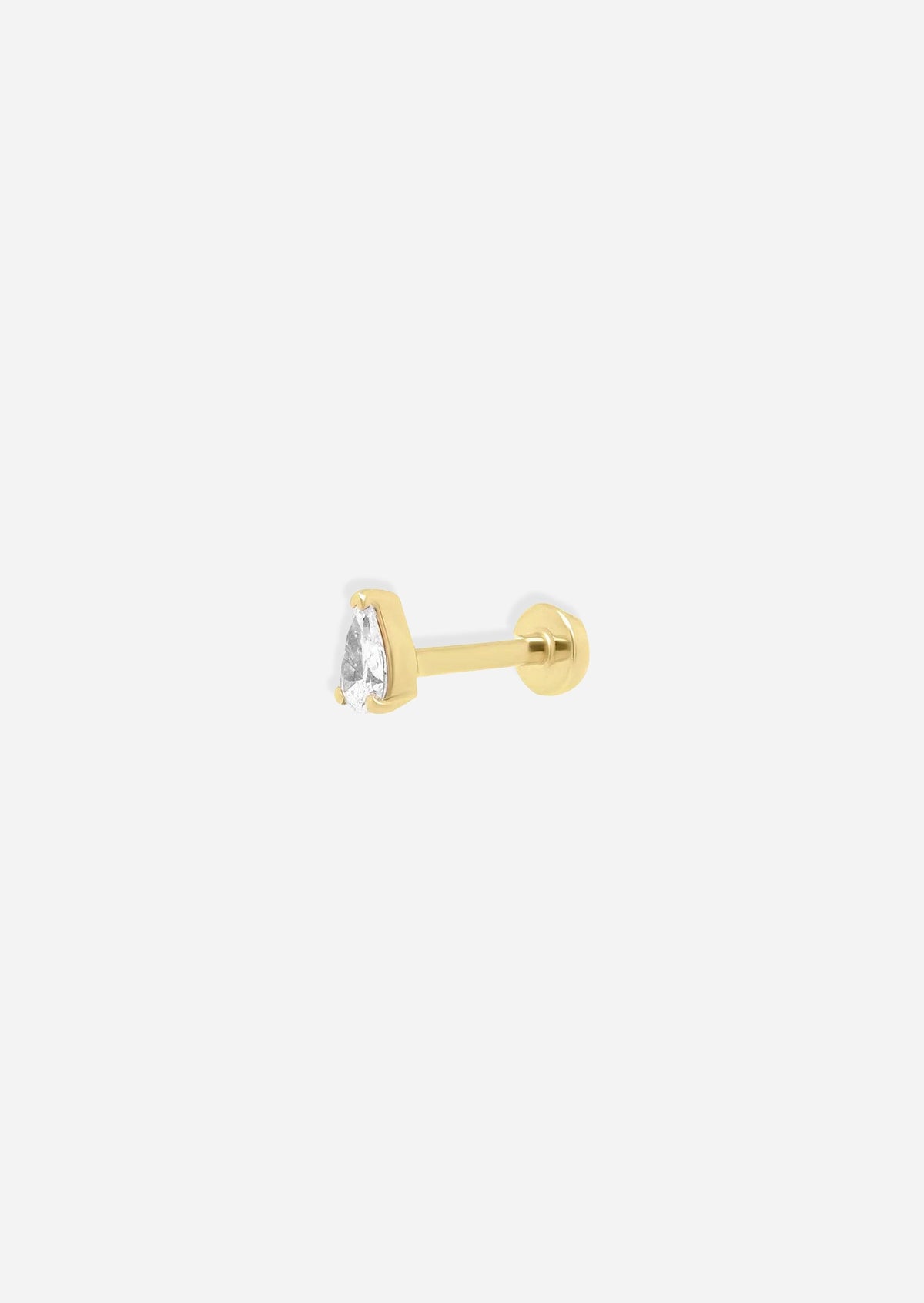 Mini Pear Diamond Threaded Flat Back Earring | Single