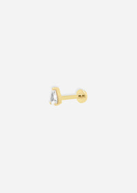 Mini Pear Diamond Threaded Flat Back Earring | Single