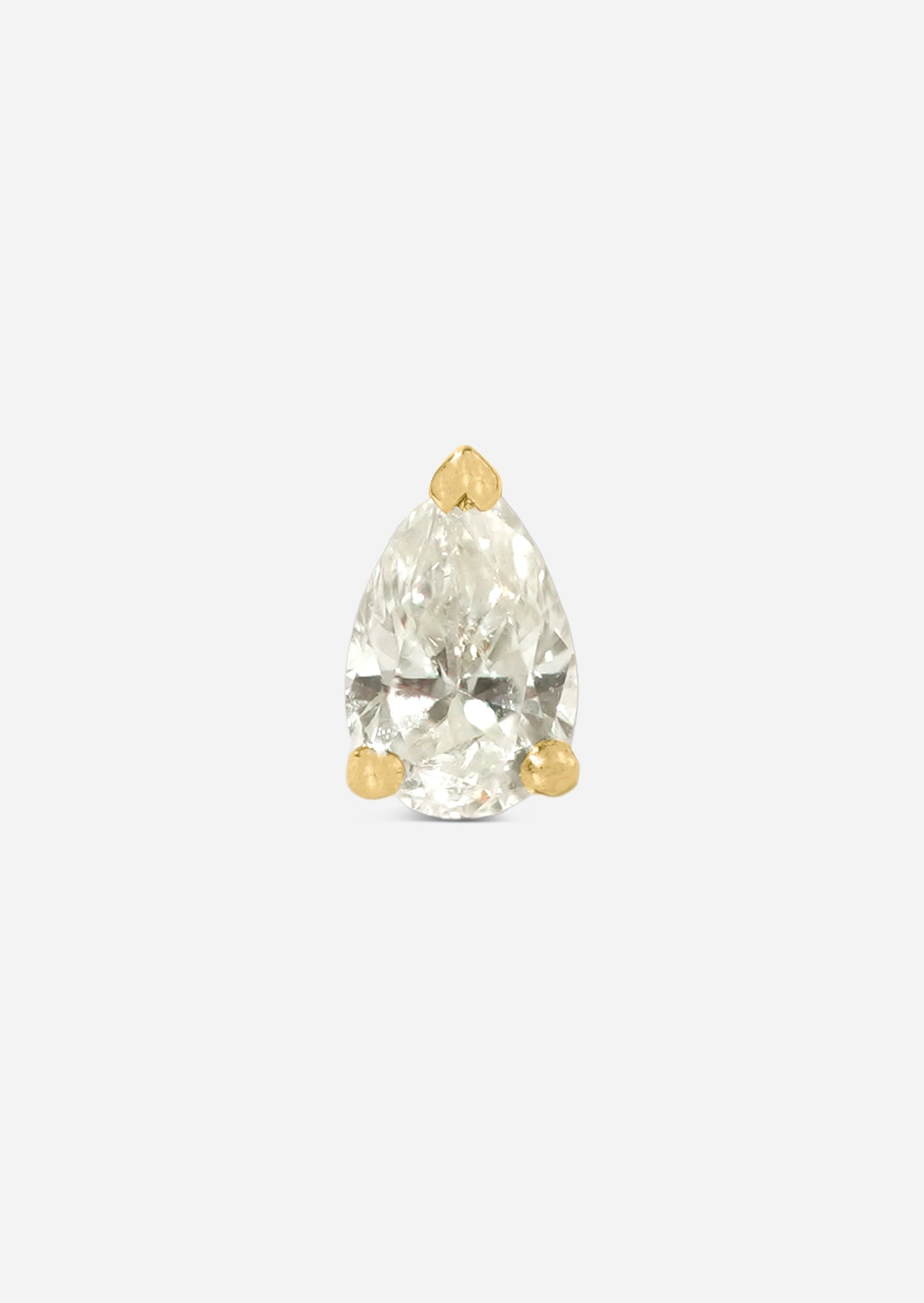 Mini Pear Diamond Threaded Flat Back Earring | Single