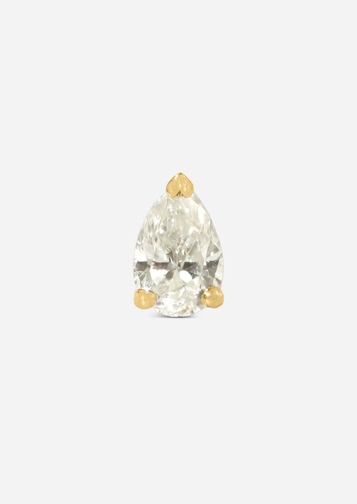 Mini Pear Diamond Threaded Flat Back Earring | Single
