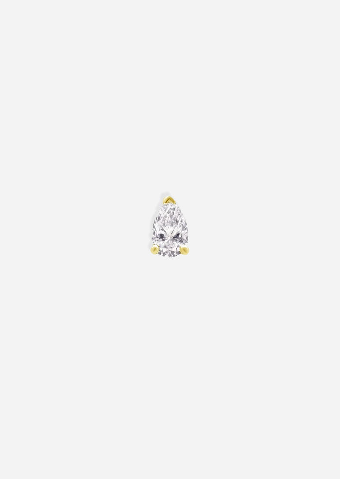 Mini Pear Diamond Threaded Flat Back Earring | Single