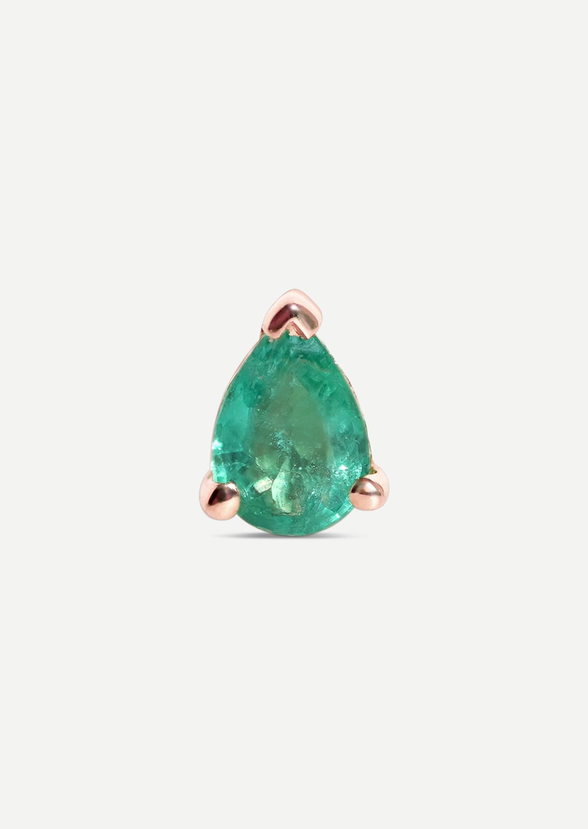 Mini Pear Emerald Threaded Flat Back Earring | Single