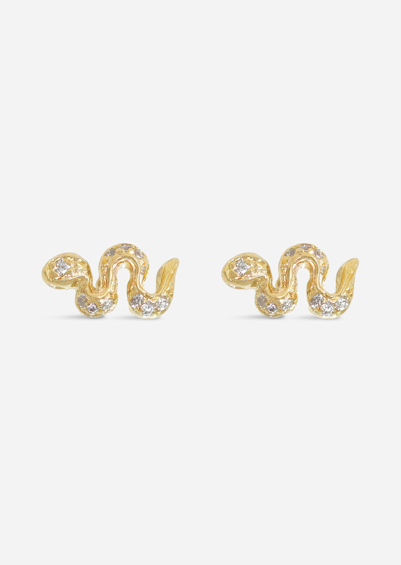Mini Snake Threaded Flat Back Earring | Single