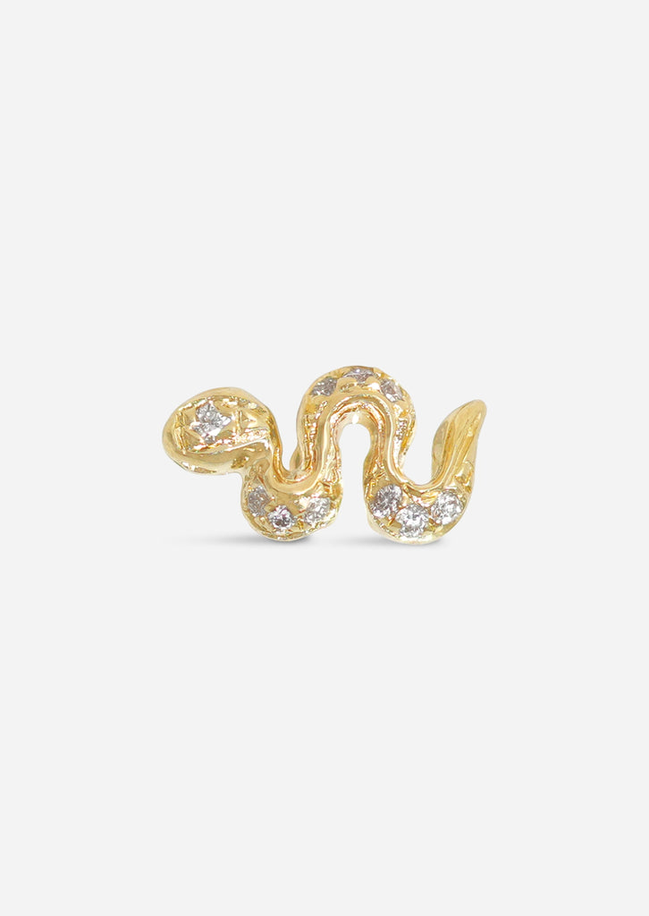 Mini Snake Threaded Flat Back Earring | Single