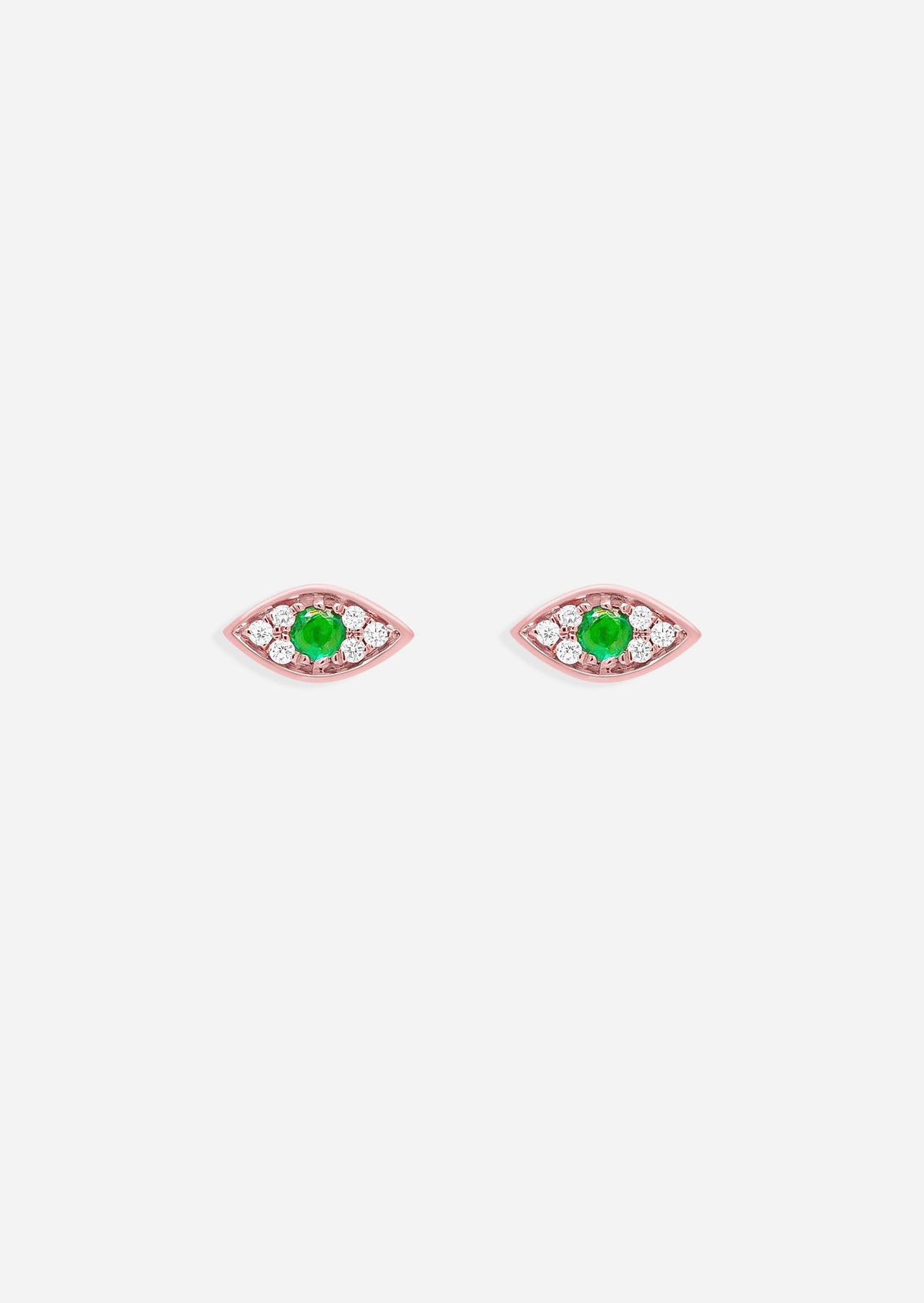 Mini Emerald Evil Eye Threaded Flat Back Earring | Single