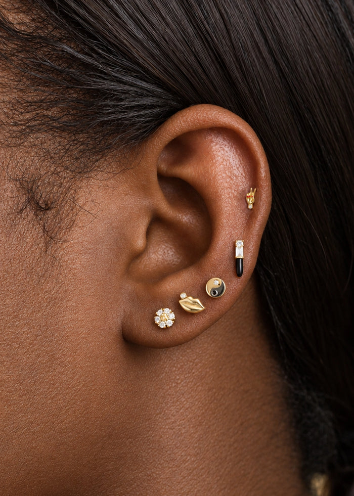 Peace Hand Threaded Flat Back Earring