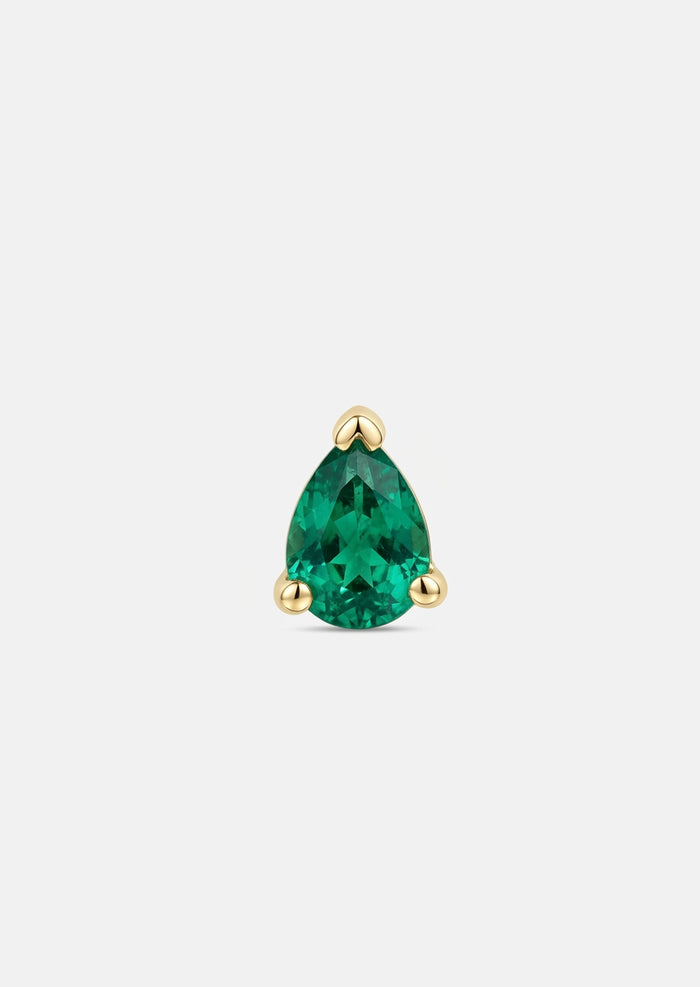 Mini Pear Emerald Threaded Flat Back Earring