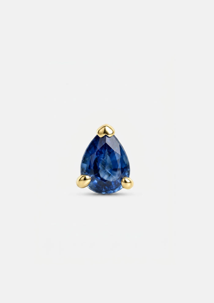 Mini Pear Sapphire Threaded Flat Back Earring