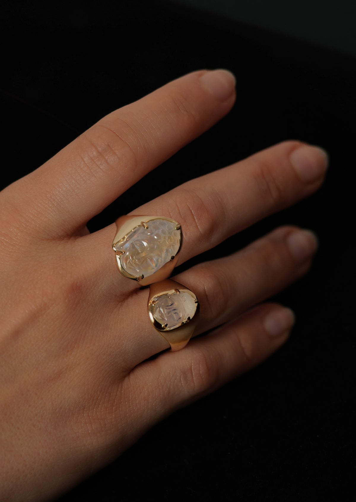 Mini Moonstone Buddha Ring