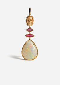 Opal Skull Drop Pendant
