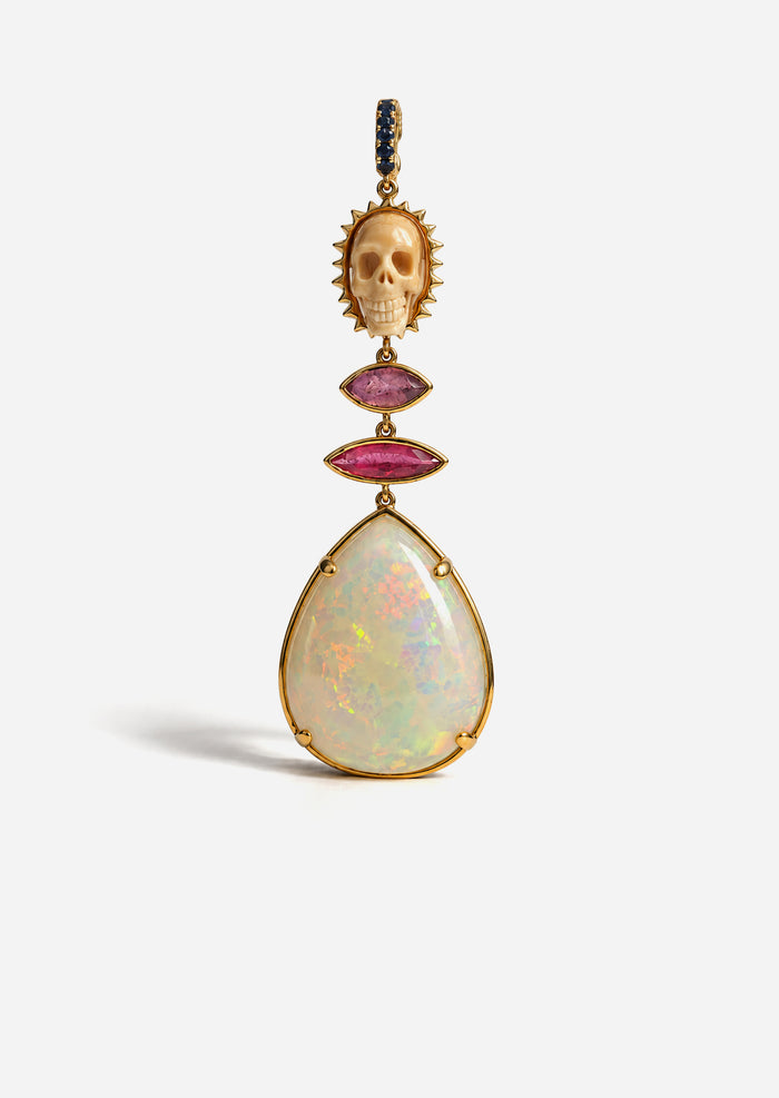 Opal Skull Drop Pendant