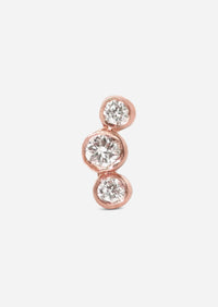 Open Curve 3 Diamond Threaded Flat Back Earring | Single