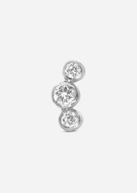Open Curve 3 Diamond Threaded Flat Back Earring | Single