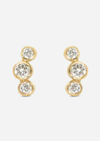 Open Curve 3 Diamond Threaded Flat Back Earring | Single