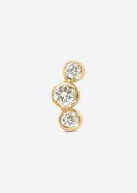 Open Curve 3 Diamond Threaded Flat Back Earring | Single