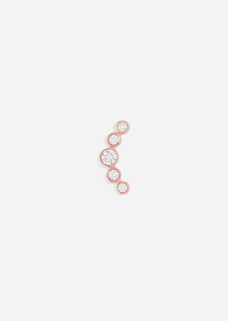 Open Curve 5 Diamond Threaded Flat Back Earring | Single