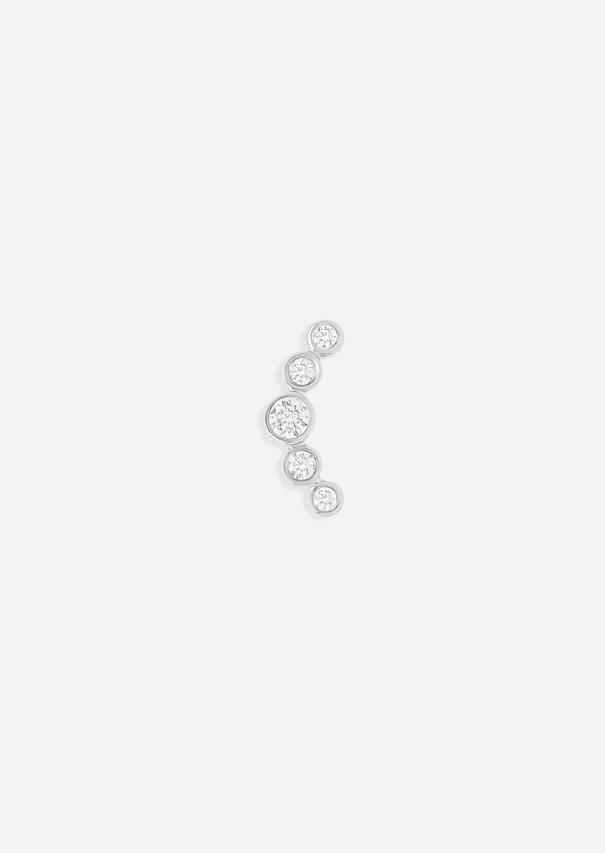 Open Curve 5 Diamond Threaded Flat Back Earring | Single