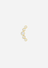 Open Curve 5 Diamond Threaded Flat Back Earring | Single