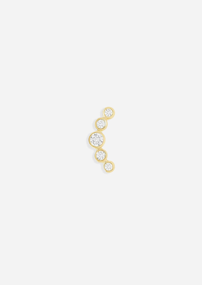 Open Curve 5 Diamond Threaded Flat Back Earring | Single