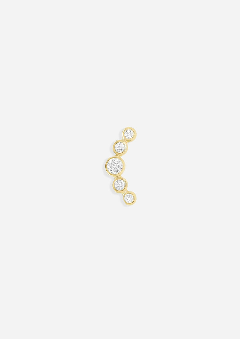 Open Curve 5 Diamond Threaded Flat Back Earring | Single