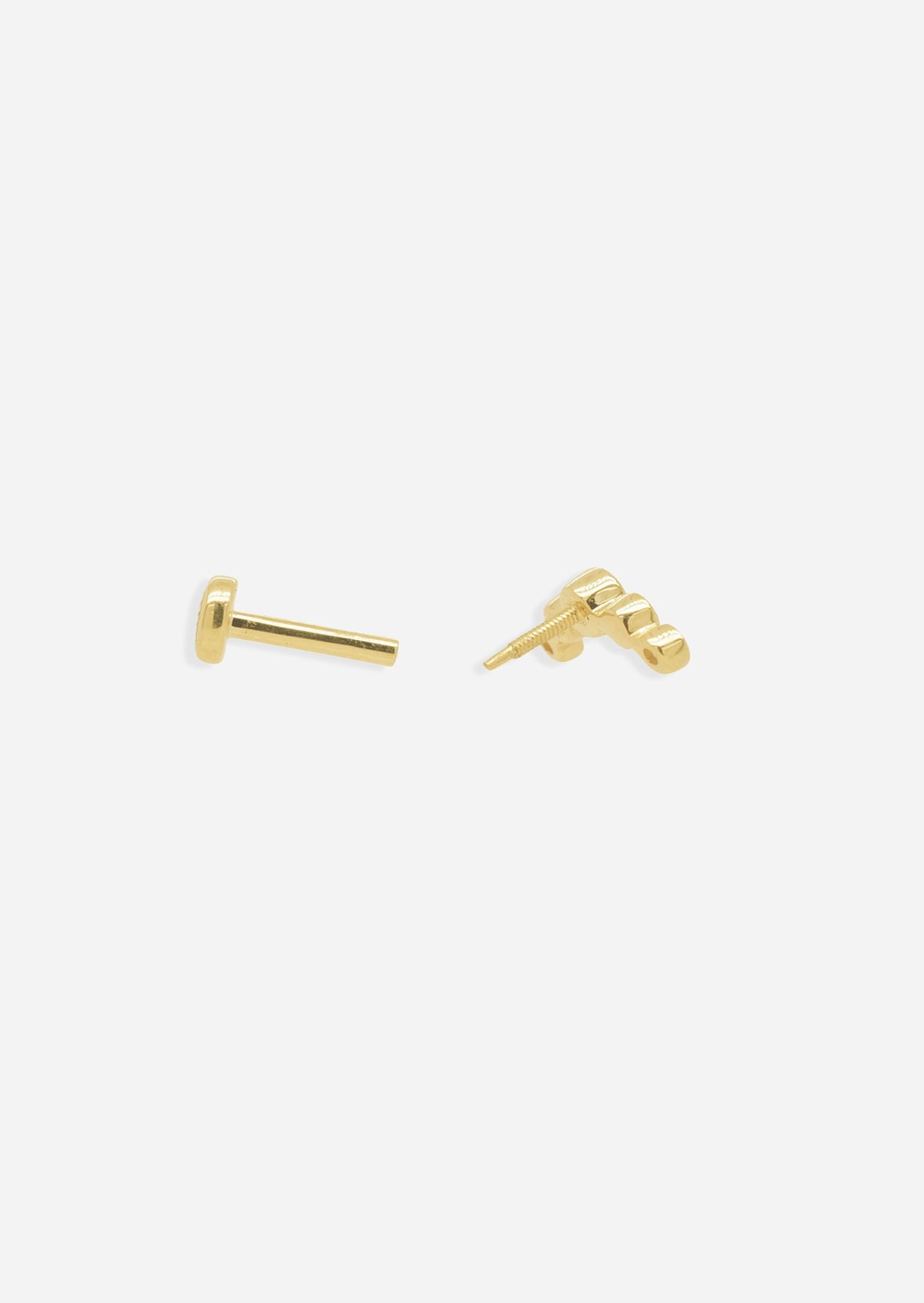 Open Curve 5 Diamond Threaded Flat Back Earring | Single