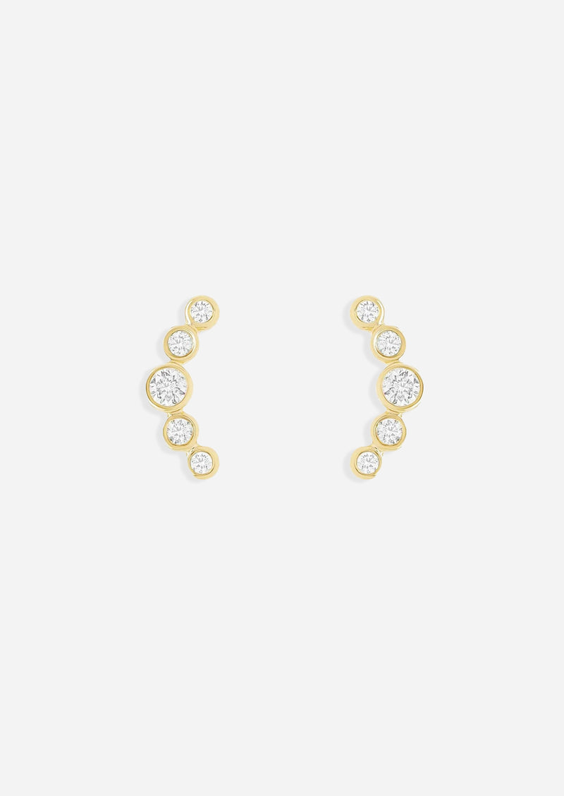 Open Curve 5 Diamond Threaded Flat Back Earring | Single