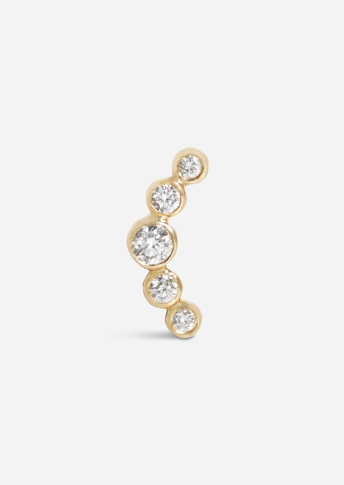 Open Curve 5 Diamond Threaded Flat Back Earring | Single