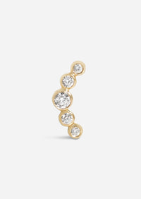 Open Curve 5 Diamond Threaded Flat Back Earring | Single
