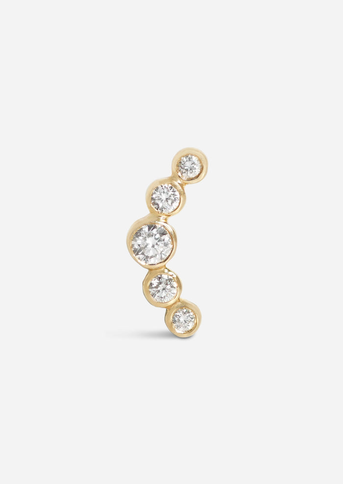 Open Curve 5 Diamond Threaded Flat Back Earring | Single