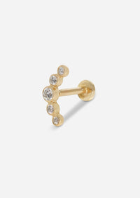 Open Curve 5 Diamond Threaded Flat Back Earring | Single