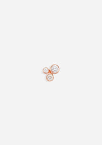 Organic Trio Threaded Flat Back Earring - Diamond | Single