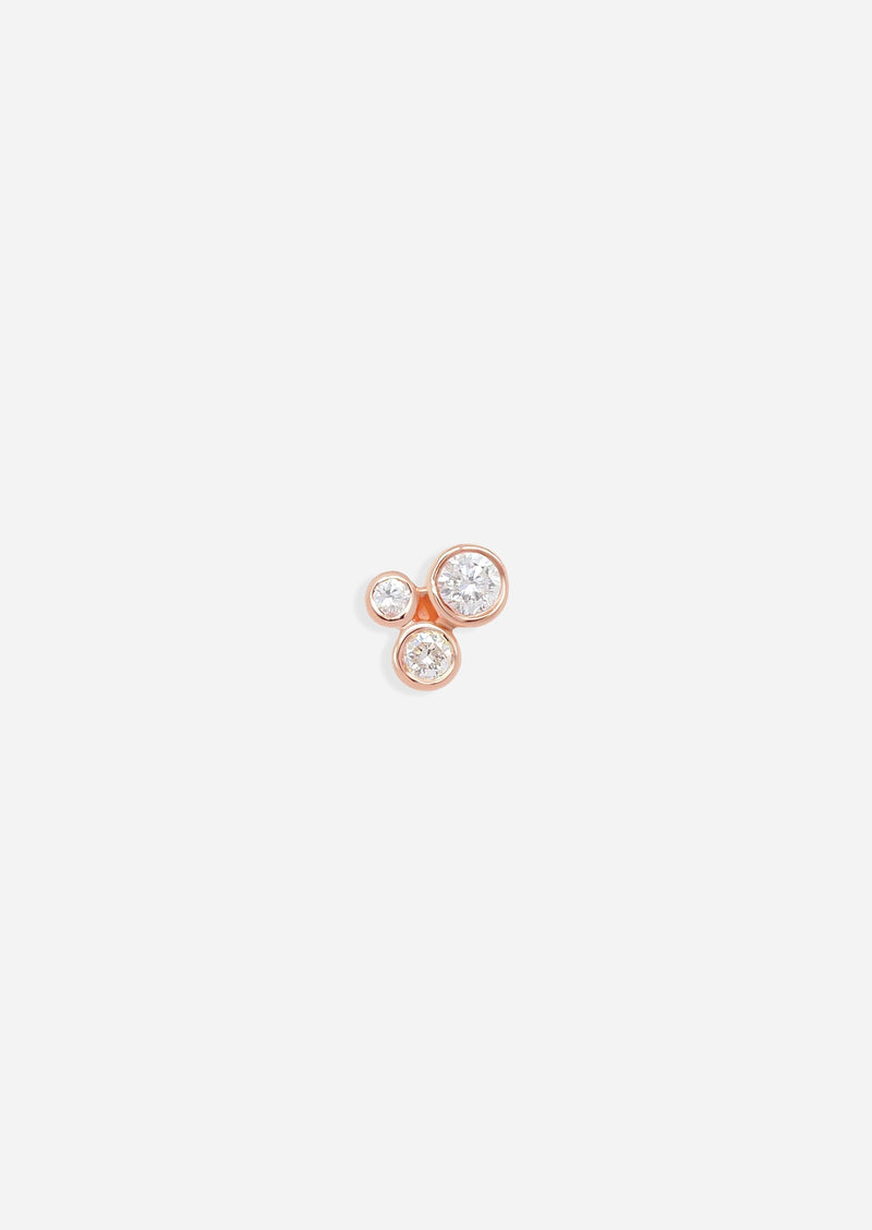 Organic Trio Threaded Flat Back Earring - Diamond | Single