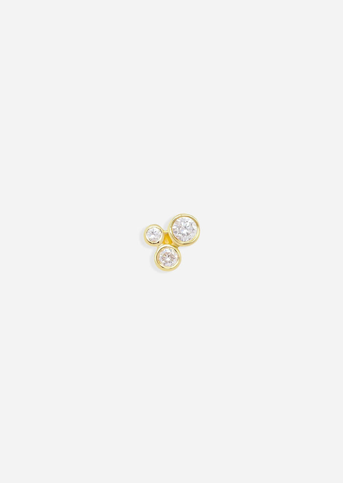 Organic Trio Threaded Flat Back Earring - Diamond | Single