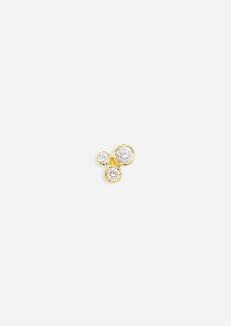 Organic Trio Threaded Flat Back Earring - Diamond | Single