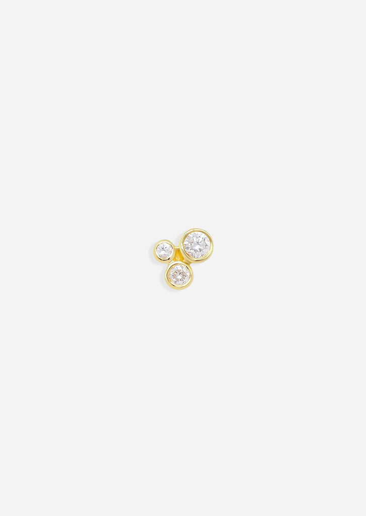 Organic Trio Threaded Flat Back Earring - Diamond | Single