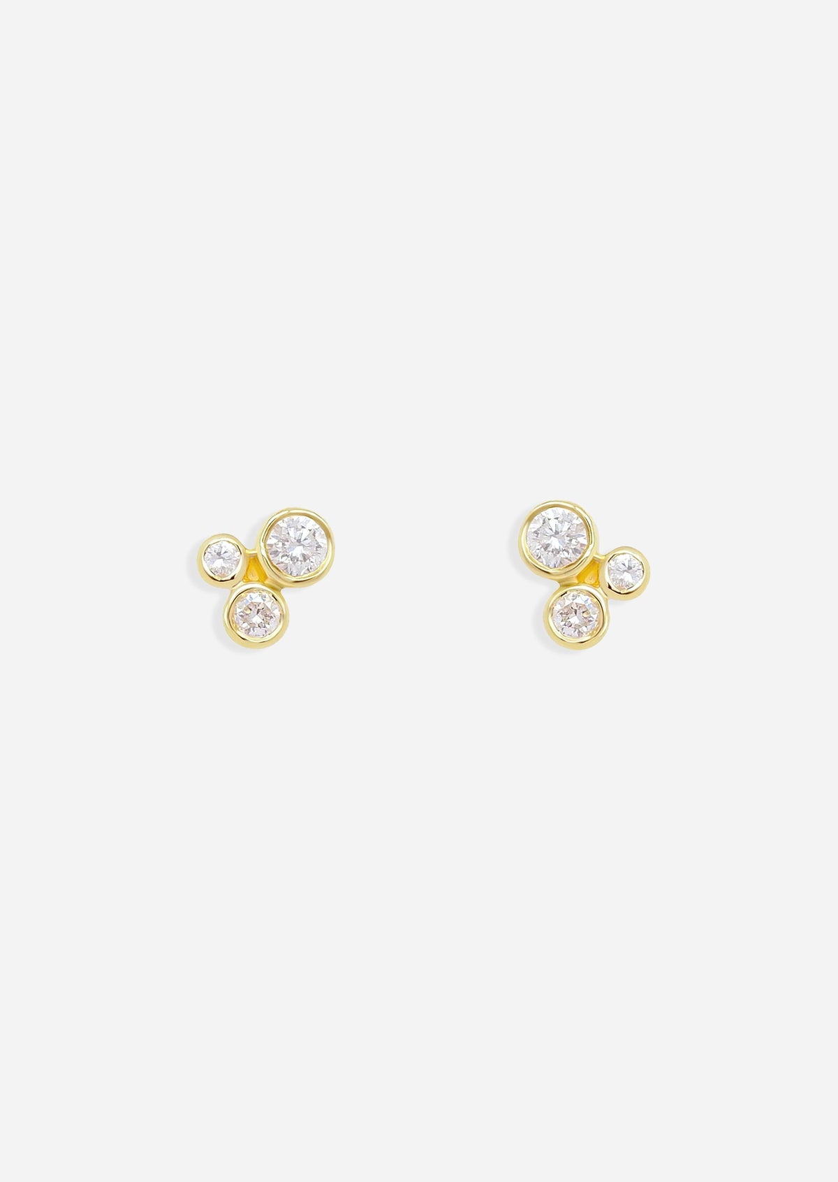 Organic Trio Threaded Flat Back Earring - Diamond | Single