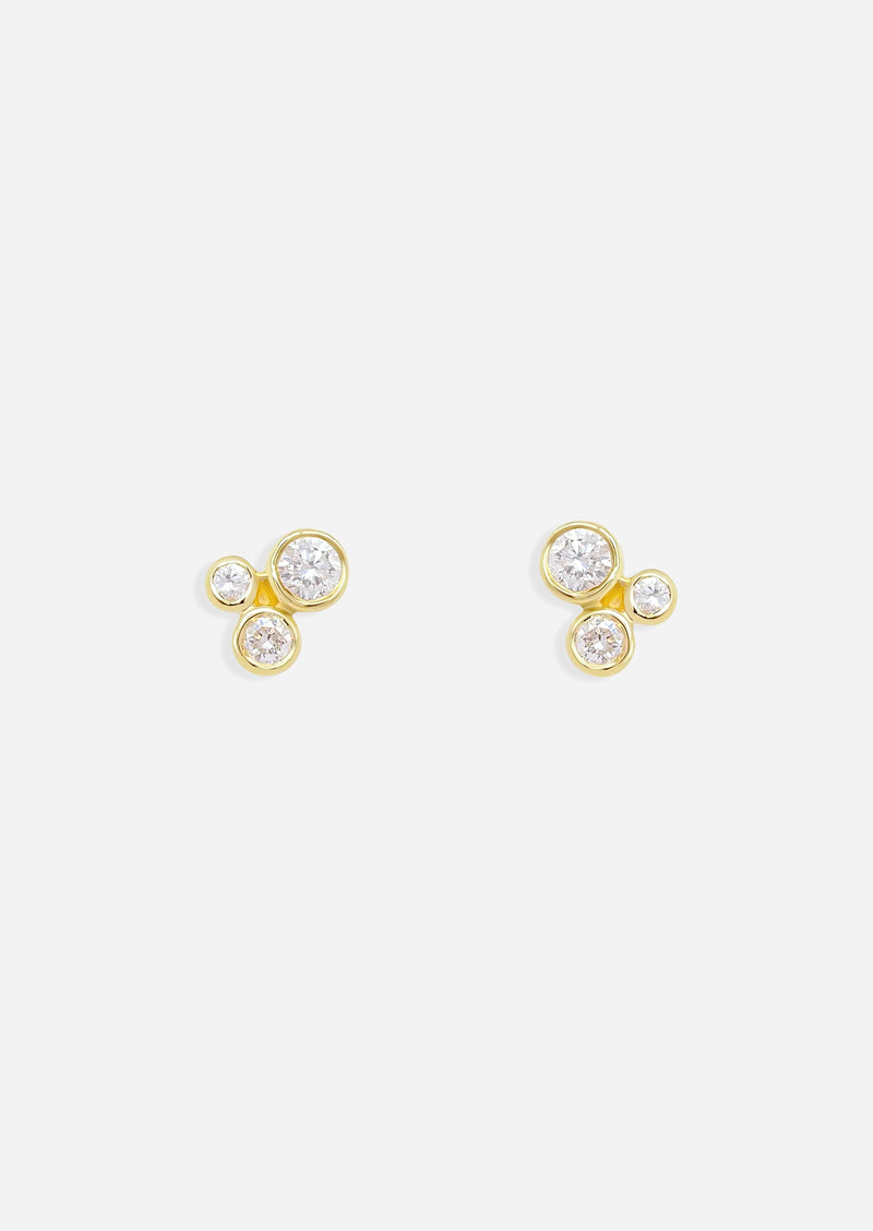 Organic Trio Threaded Flat Back Earring - Diamond | Single