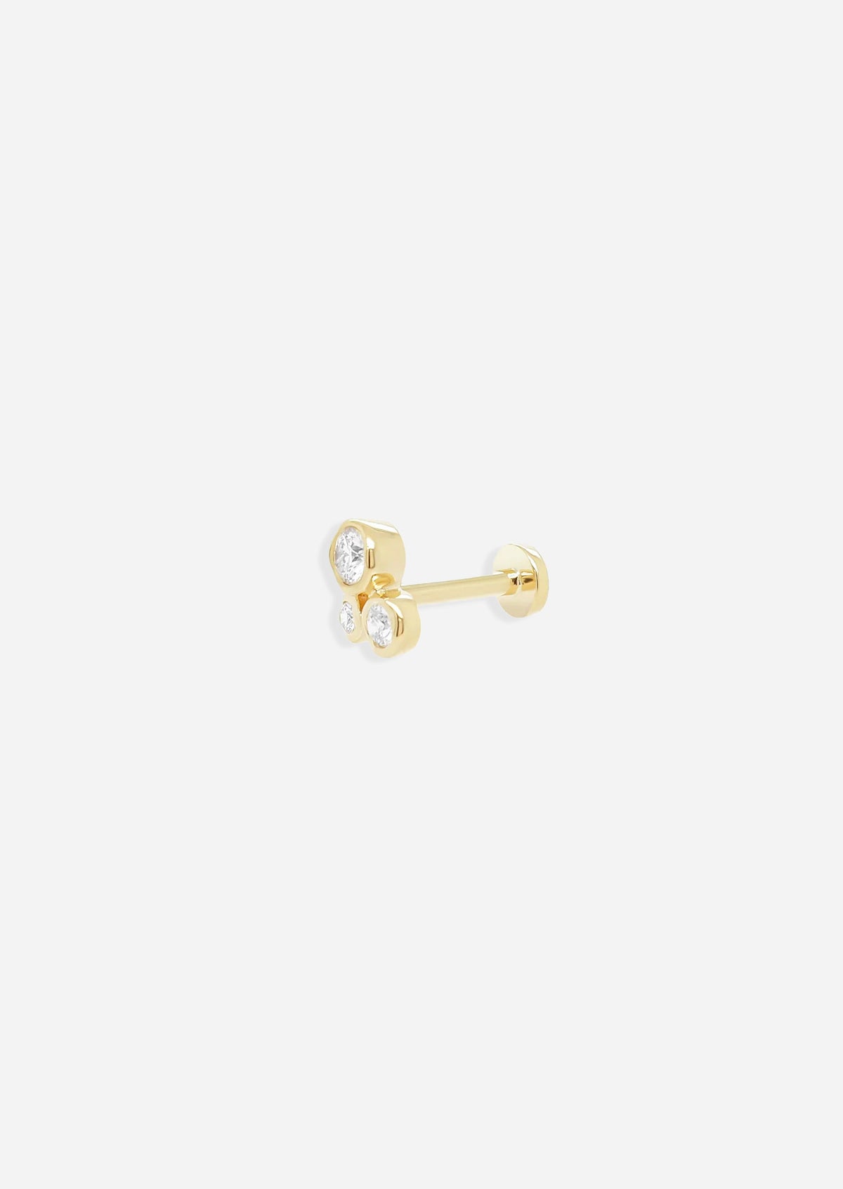 Organic Trio Threaded Flat Back Earring - Diamond | Single