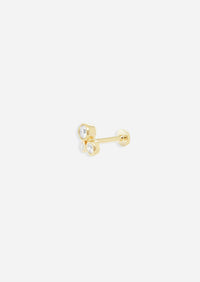 Organic Trio Threaded Flat Back Earring - Diamond | Single