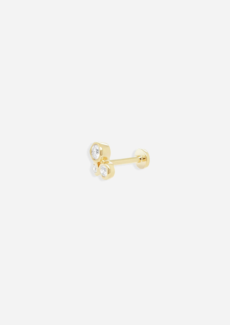 Organic Trio Threaded Flat Back Earring - Diamond | Single