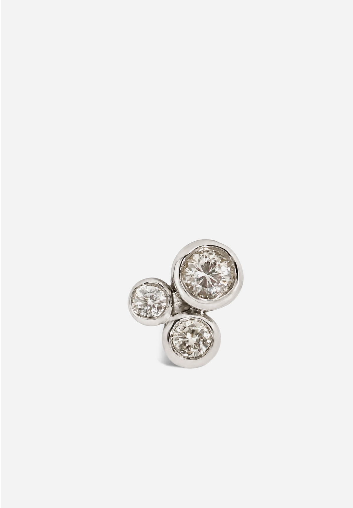 Organic Trio Threaded Flat Back Earring - Diamond