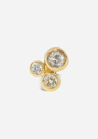 Organic Trio Threaded Flat Back Earring - Diamond | Single