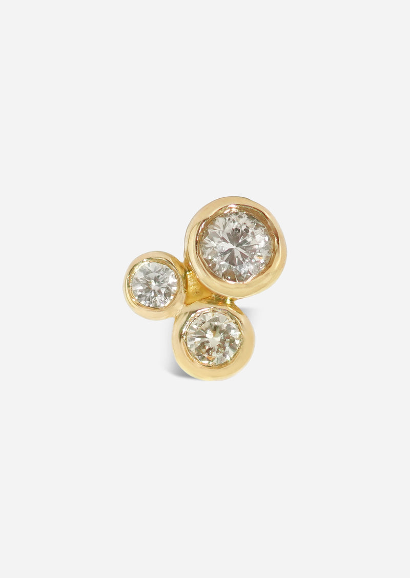 Organic Trio Threaded Flat Back Earring - Diamond | Single