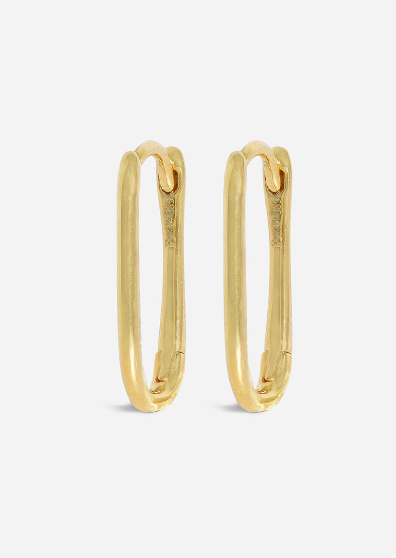 Gold Oval Lock Hoop | Single