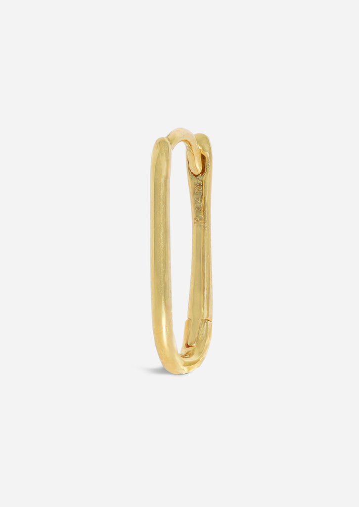 Gold Oval Lock Hoop | Single