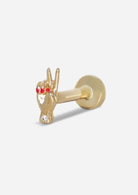 Peace Hand Threaded Flat Back Earring | Single